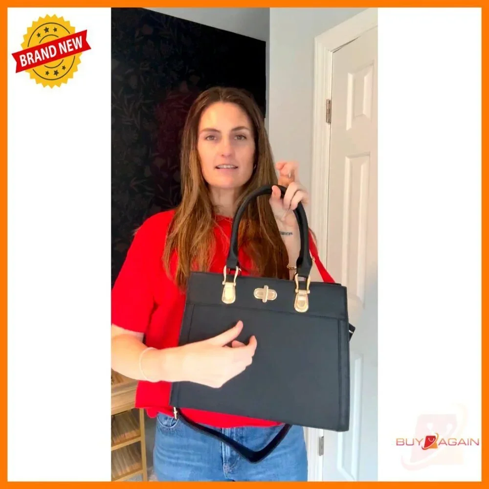 Large Vegan Leather Tote Satchel with Matching Wallet 2pc Set Adjustable Strap